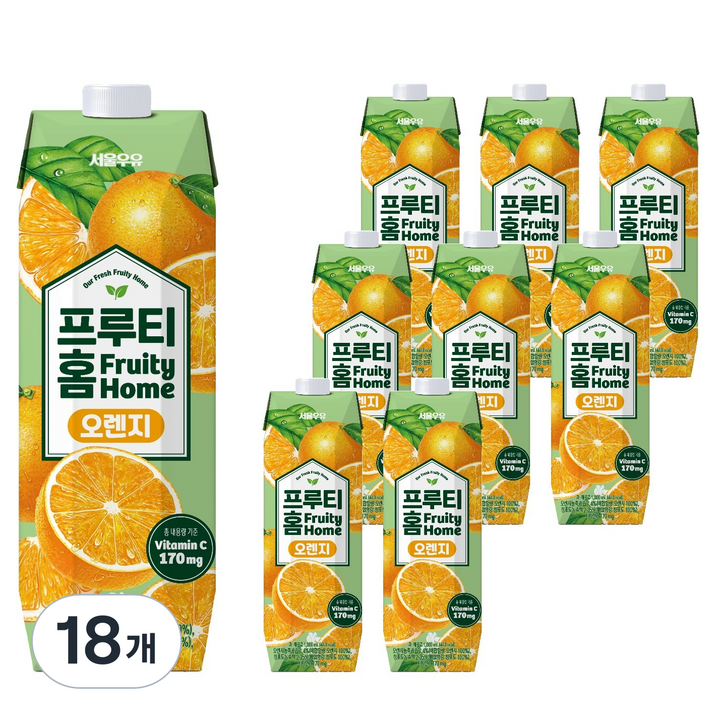 서울우유 프루티홈 오렌지, 1L, 18개