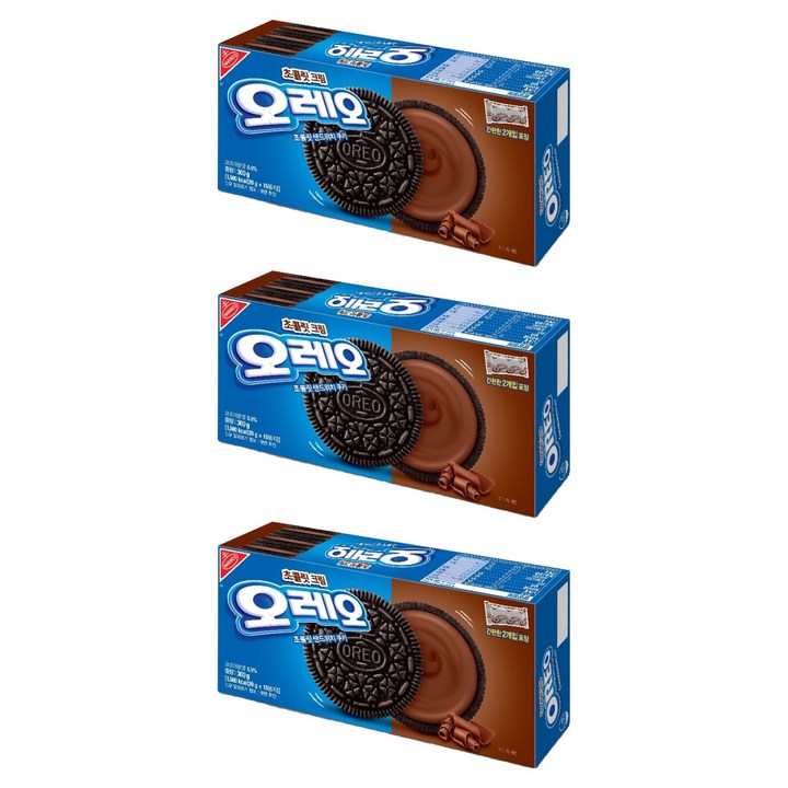 오레오 초콜릿 샌드위치 쿠키 초콜릿 크림, 300g, 3개
