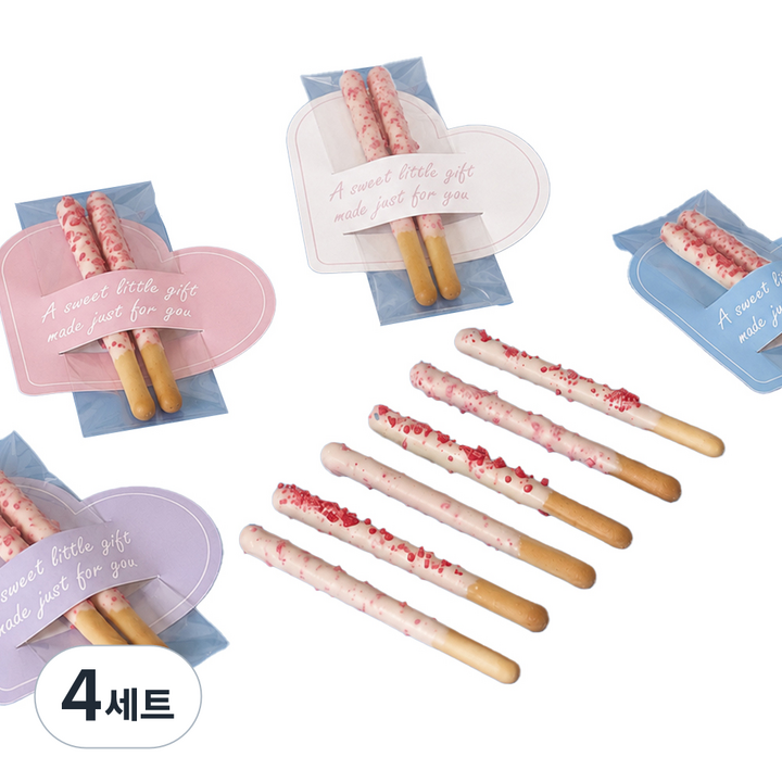 상상앤드 DIYOU 막대과자 초콜릿 만들기 DIY 선물 세트 하트콕, 4세트