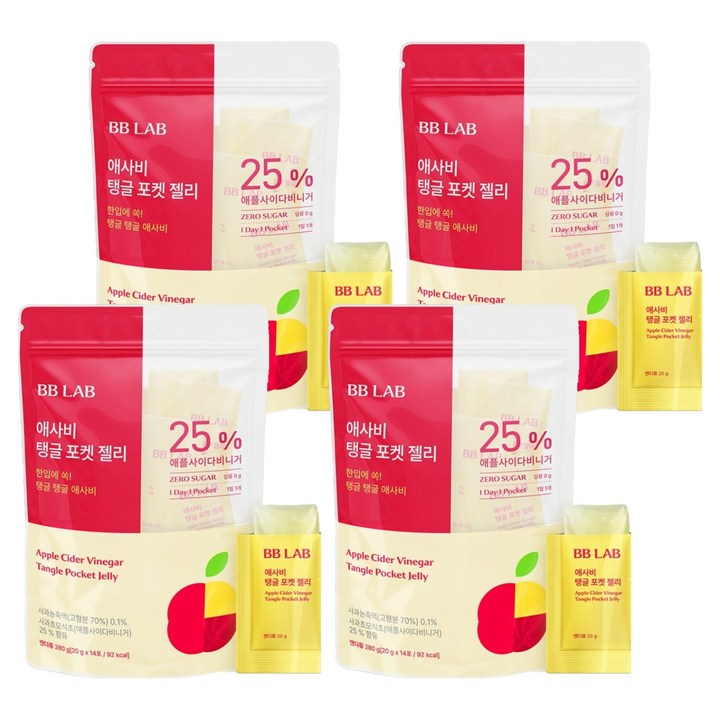 비비랩 애사비 탱글 포켓 젤리 14개입, 280g, 4개