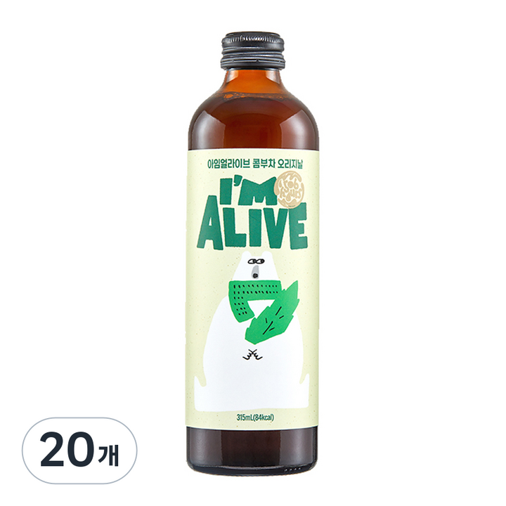 아임얼라이브 콤부차 유리병 오리지날, 315ml, 20개