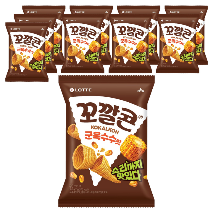 꼬깔콘 롯데제과 군옥수수맛, 67g, 10개