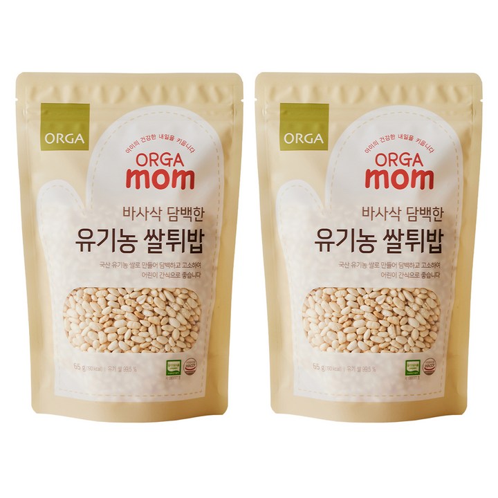 올가홀푸드 유기농 쌀튀밥, 쌀, 2개, 65g