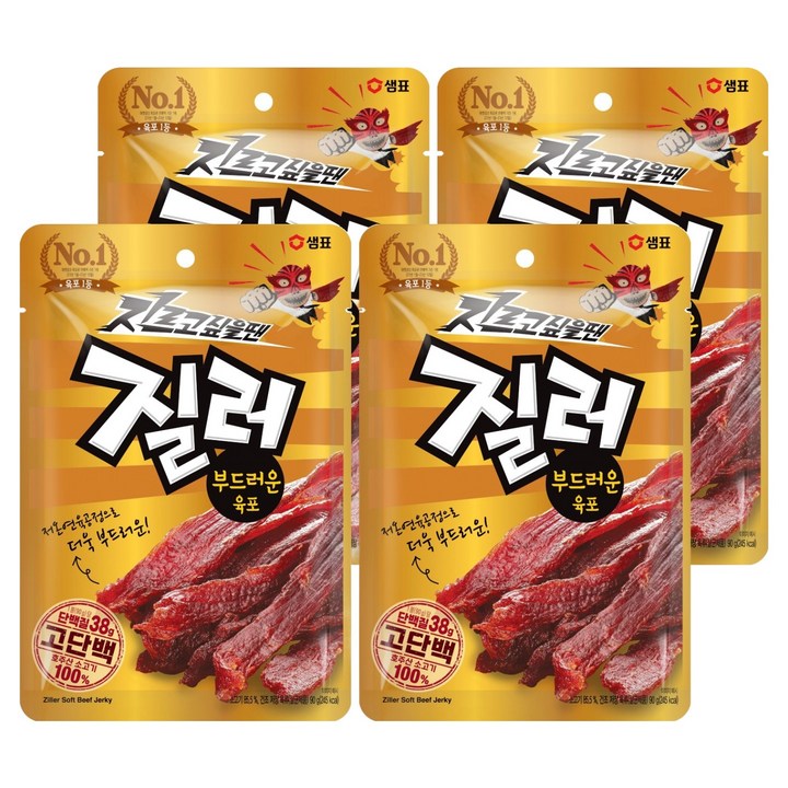 샘표 질러 부드러운 육포, 90g, 4개