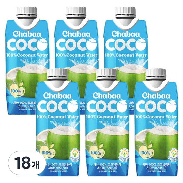 차바 코코넛워터, 18개, 310ml