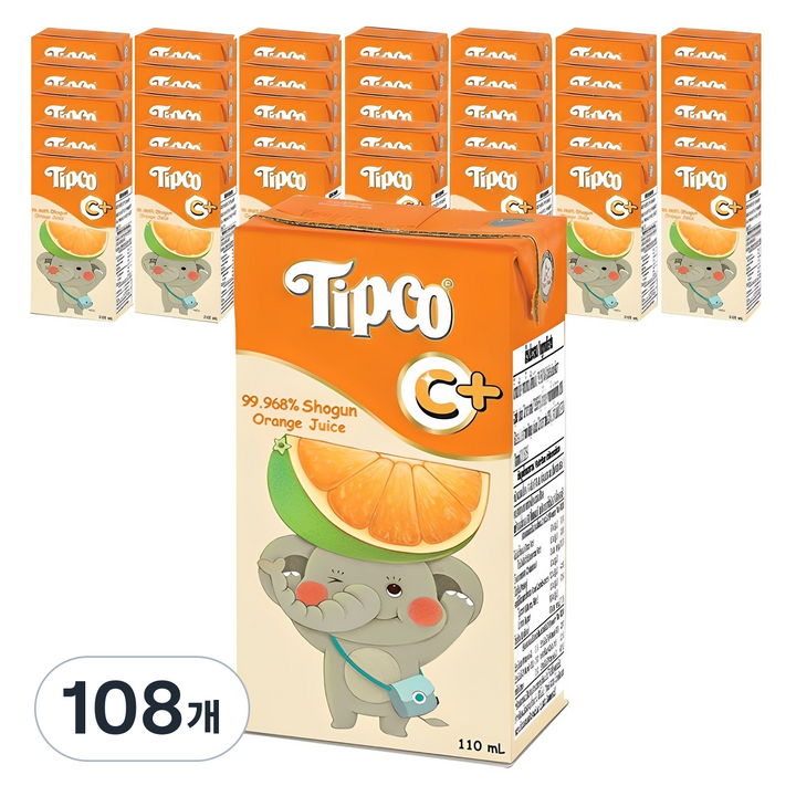 팁코 쇼군 오렌지 어린이 주스, 110ml, 108개
