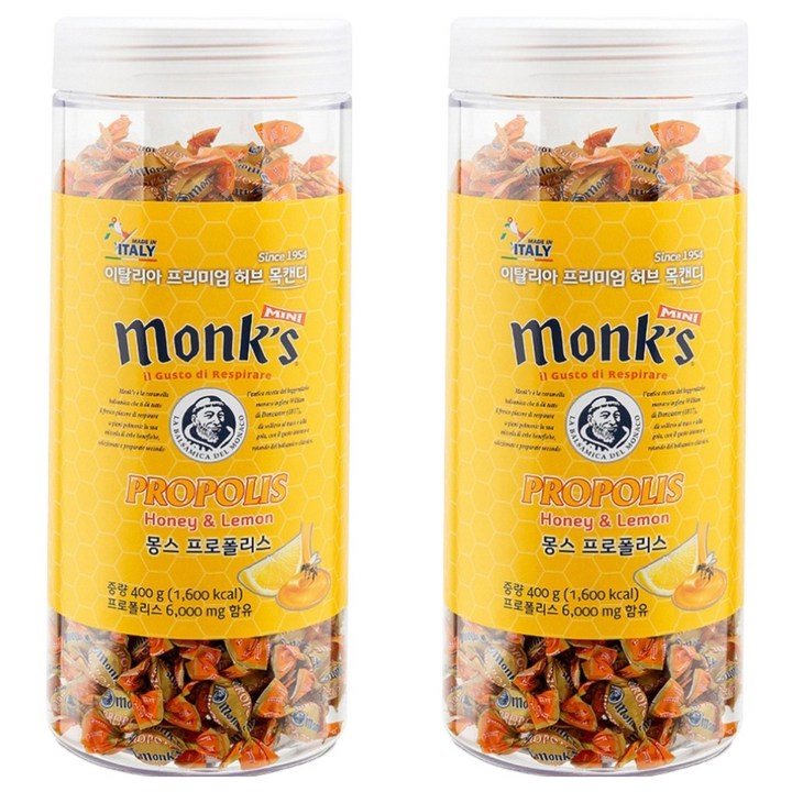 Monks 프로폴리스 캔디, 400g, 2개