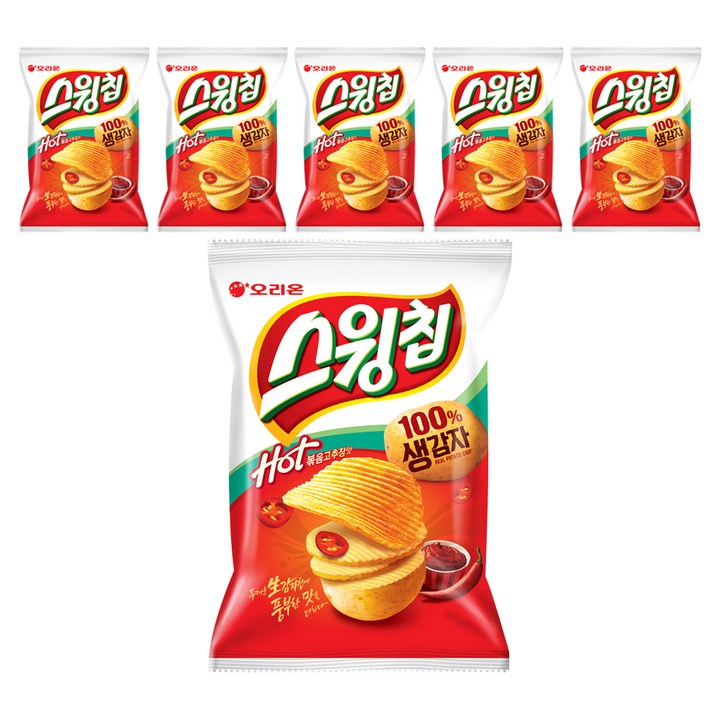 오리온 스윙칩 볶음고추장맛, 110g, 6개