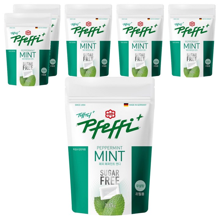 페피 무설탕 페퍼민트 캔디, 105g, 6개