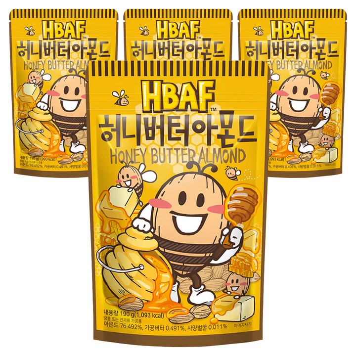 바프 허니버터 아몬드, 190g, 4개