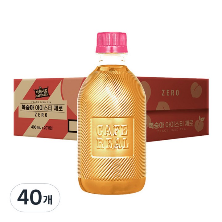 까페리얼 쟈뎅 복숭아 아이스티 제로 무라벨, 400ml, 40개