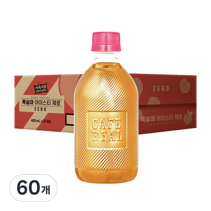 까페리얼 쟈뎅 복숭아 아이스티 제로 무라벨, 400ml, 60개