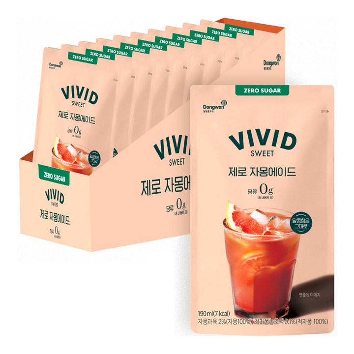 비비드스위트 제로 자몽 에이드, 190ml, 10개