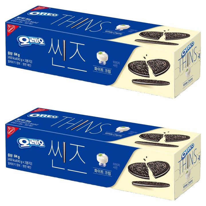 오레오 씬즈 화이트 크림, 84g, 2개