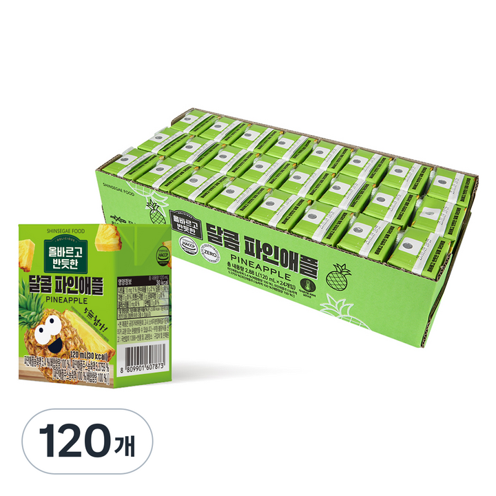 신세계푸드 올바르고 반듯한 달콤 파인애플주스, 120ml, 120개