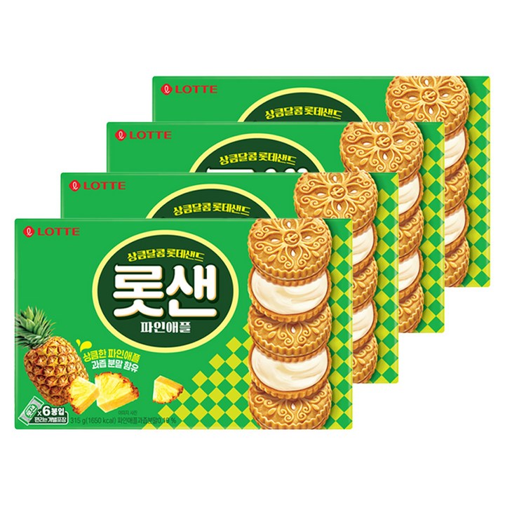 롯데웰푸드 롯샌 파인애플, 315g, 4개