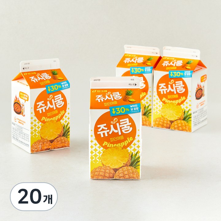빙그레 쥬시쿨 파인애플, 20개, 450ml