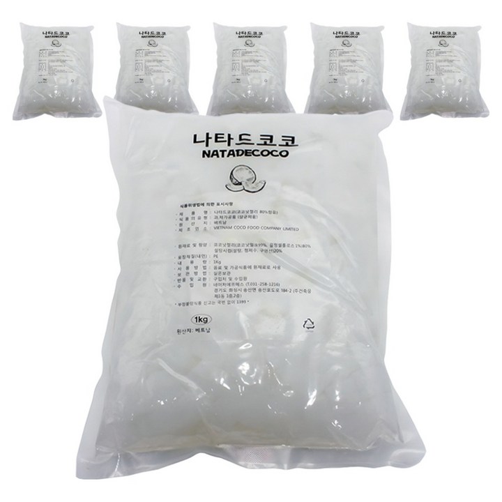 코코넛젤리 8mm 음료용, 1kg, 6개