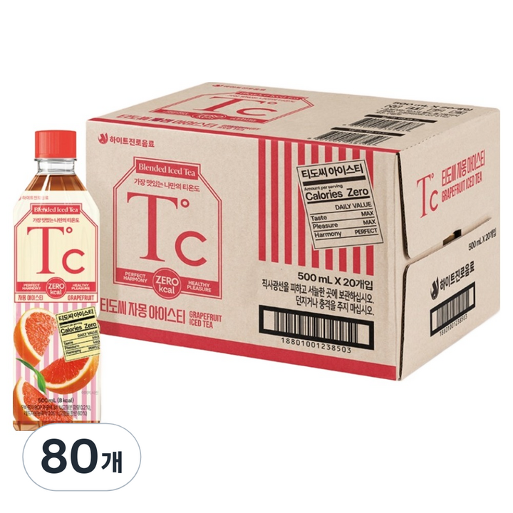 하이트진로 티도씨 자몽 아이스티, 80개, 500ml