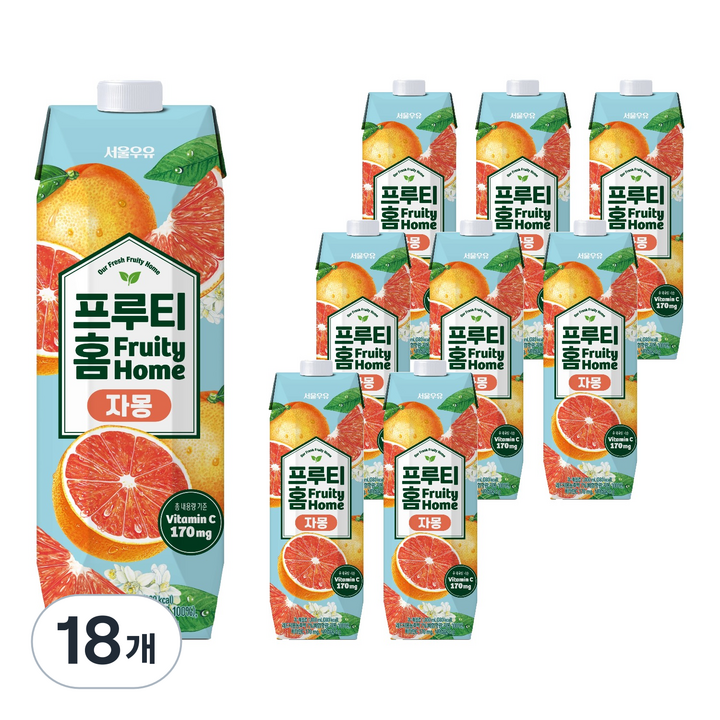 서울우유 프루티홈 자몽, 18개, 1L