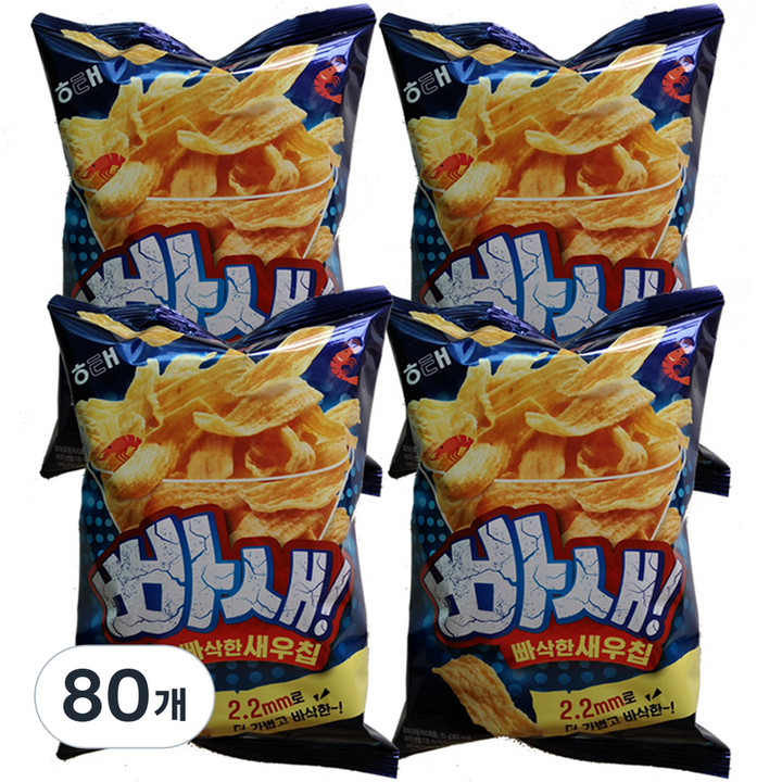 해태제과 빠새 빠삭한 새우칩, 60g, 80개
