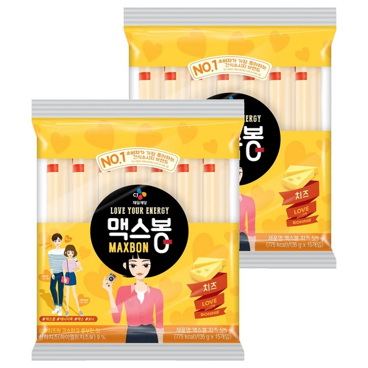 맥스봉 치즈 15p, 525g, 2개
