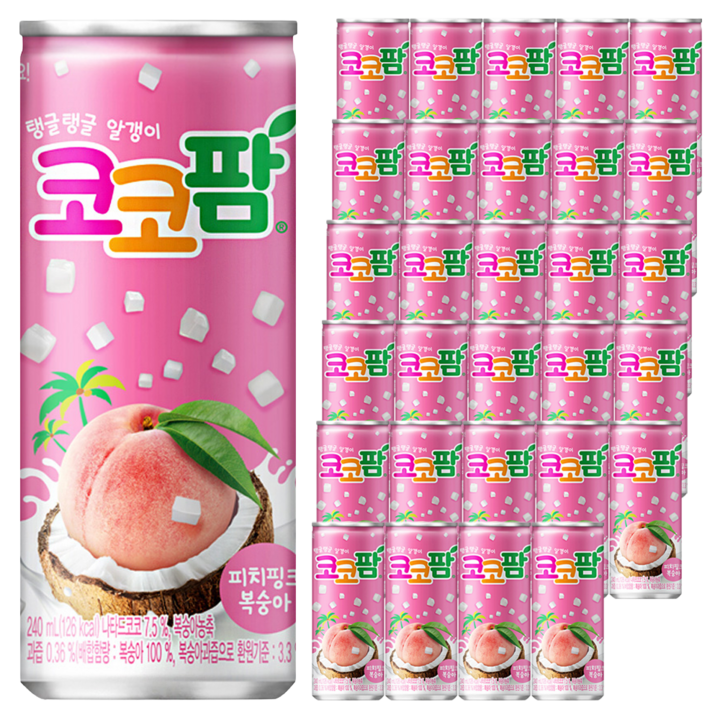 코코팜 피치핑크 복숭아, 240ml, 60개