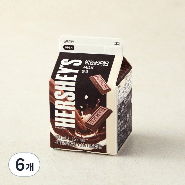 허쉬 초콜릿 드링크 밀크, 6개, 300ml