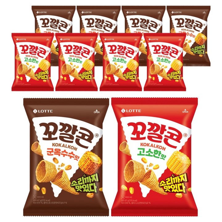 꼬깔콘 고소한맛 67g x 5p + 군옥수수맛 67g x 5p 세트, 670g, 1세트