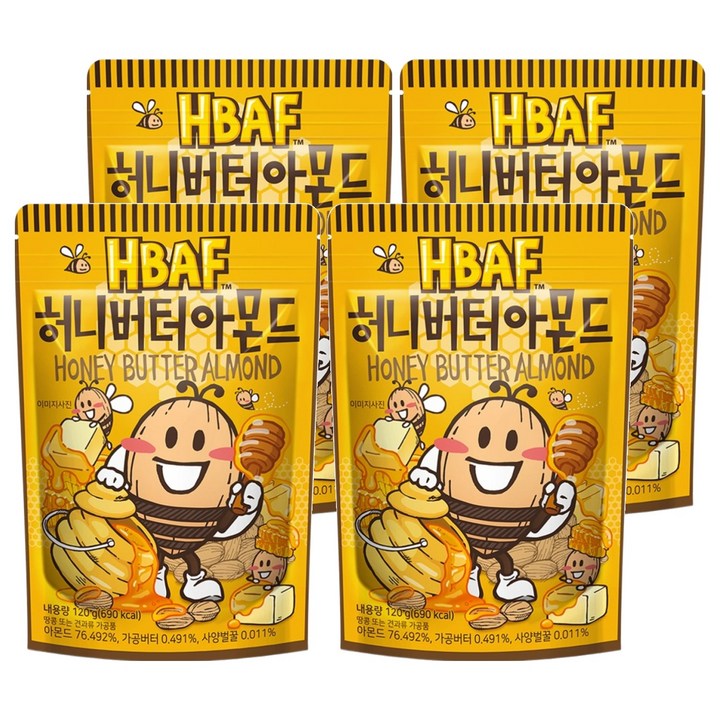 바프 허니버터 아몬드, 120g, 4개