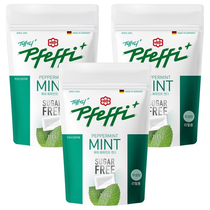 페피 무설탕 페퍼민트 캔디, 105g, 3개