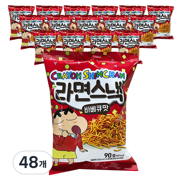 짱구 라면스낵 바베큐맛, 90g, 48개