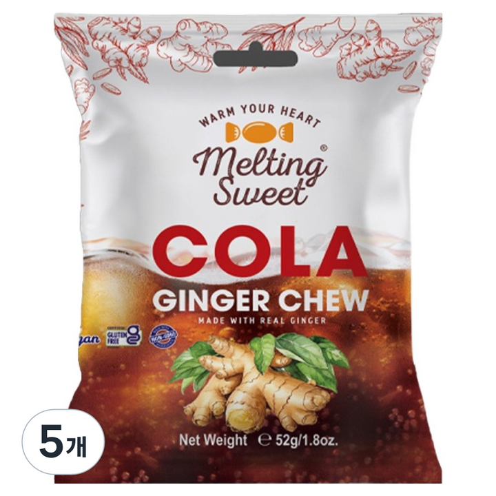 멜팅스위트 진저츄 콜라향 생강캔디, 52g, 5개