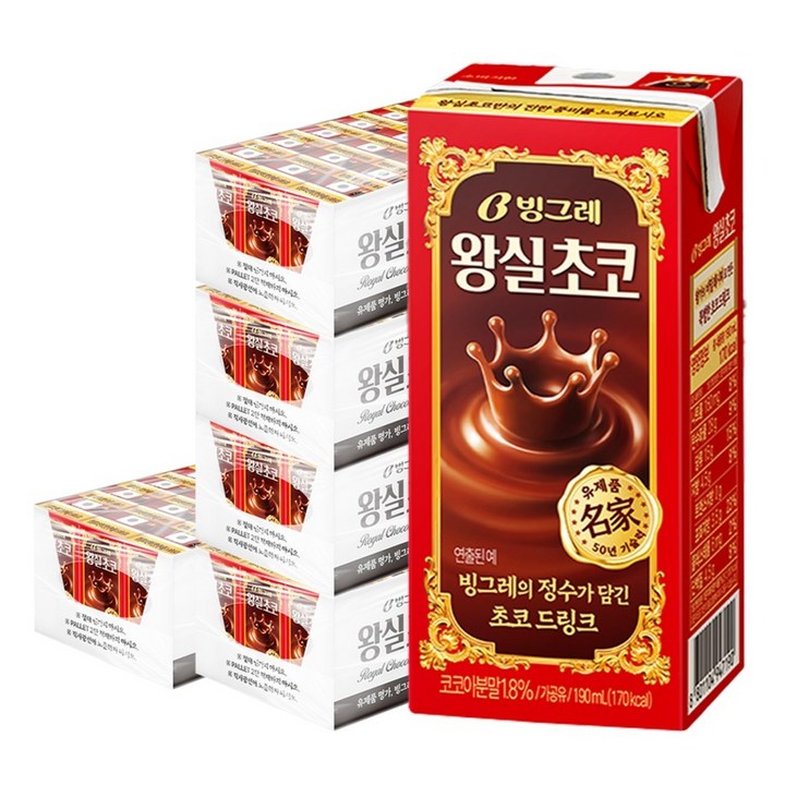 빙그레 왕실 초코 드링크, 190ml, 120개