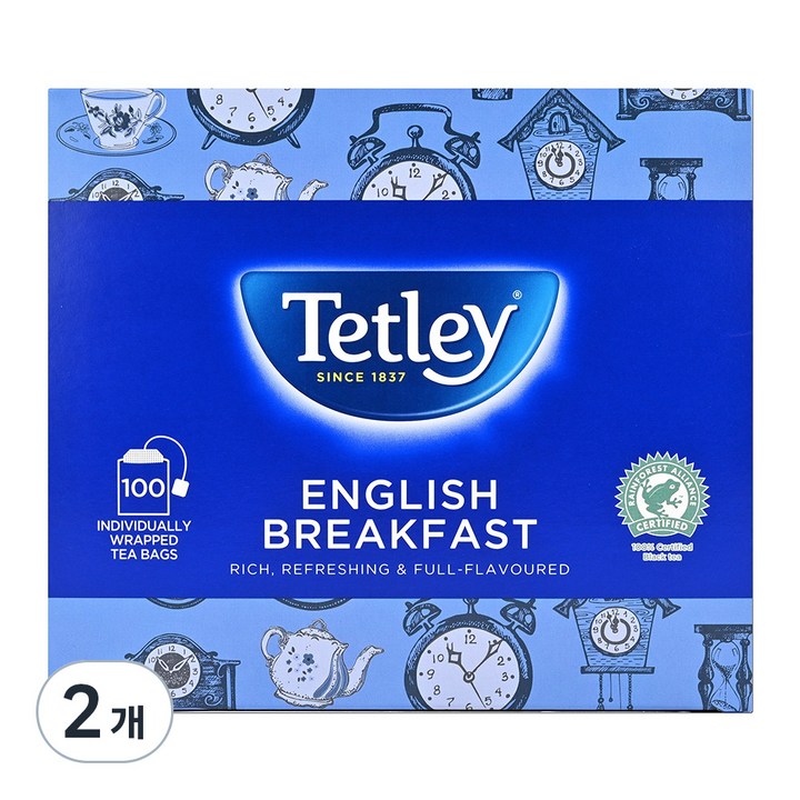 테틀리 잉글리쉬 브렉퍼스트 티백, 2g, 100개입, 2개, 2g