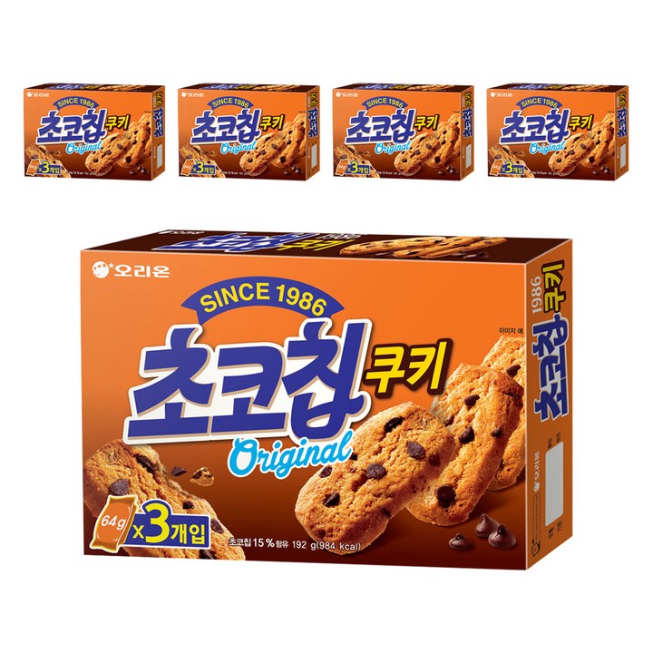 오리온 초코칩쿠키, 192g, 5개