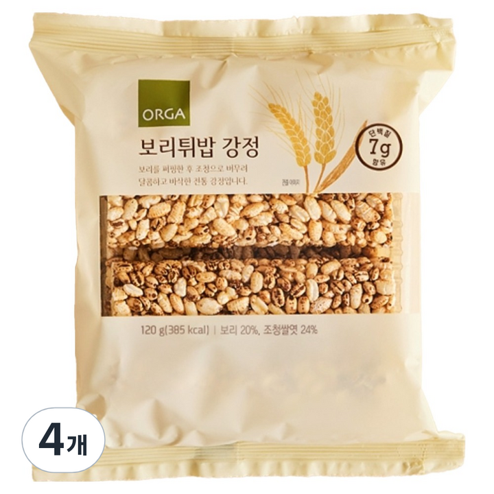 올가홀푸드 보리튀밥 강정, 120g, 4개