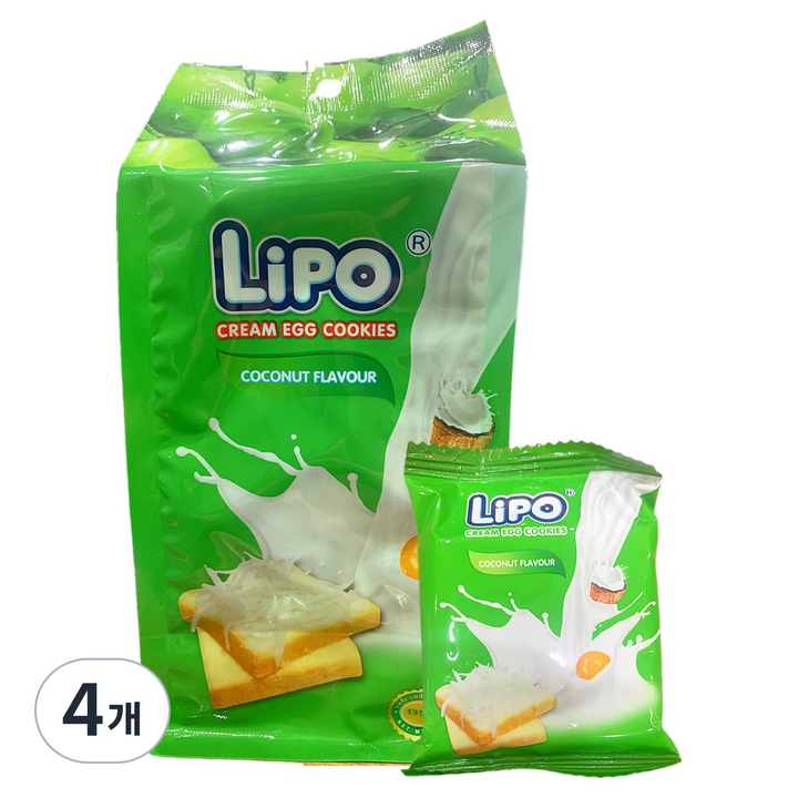 리포 계란 과자 간식 코코넛 14p, 4개, 135g