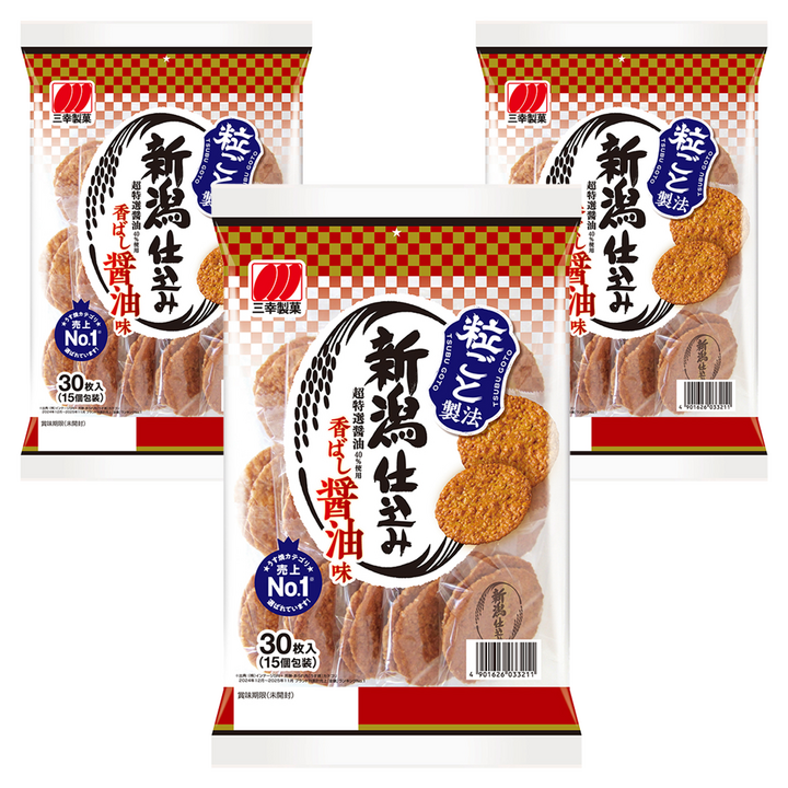 산코세이카 니가타시코미 센베이 쇼유맛, 3개, 121.7g