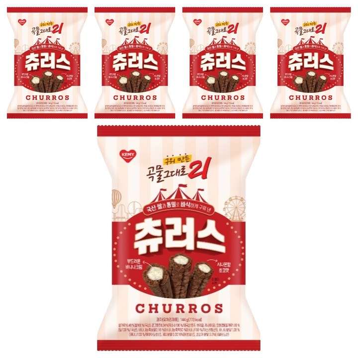 개미 구워 만든 곡물그대로 21 크리스피롤 츄러스, 5개, 144g