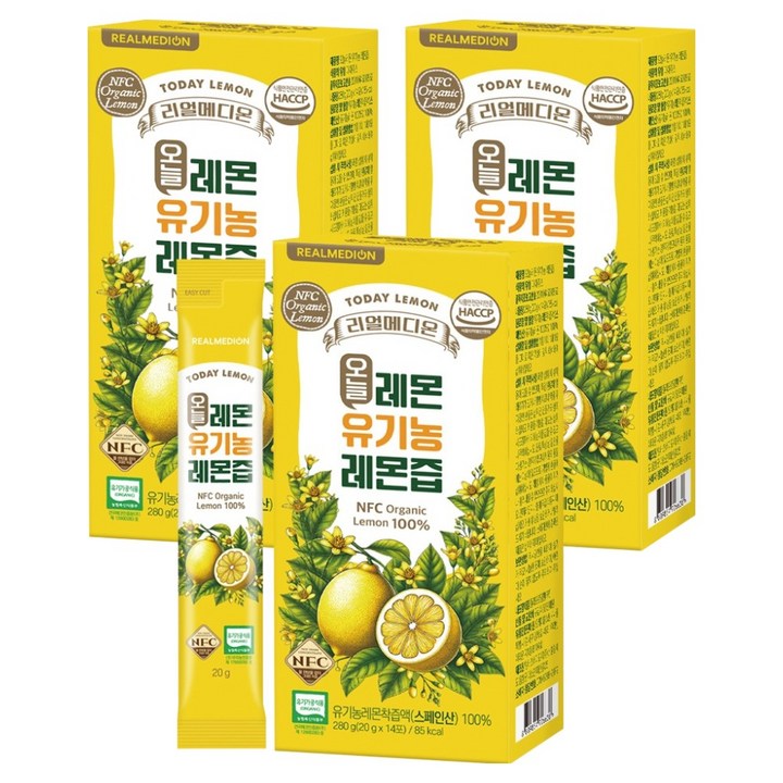 리얼메디온 오늘레몬 유기농 레몬즙 스틱, 20g, 42개