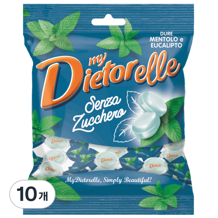 디에토렐레 무설탕 캔디 멘톨 앤 유칼립투스, 70g, 10개