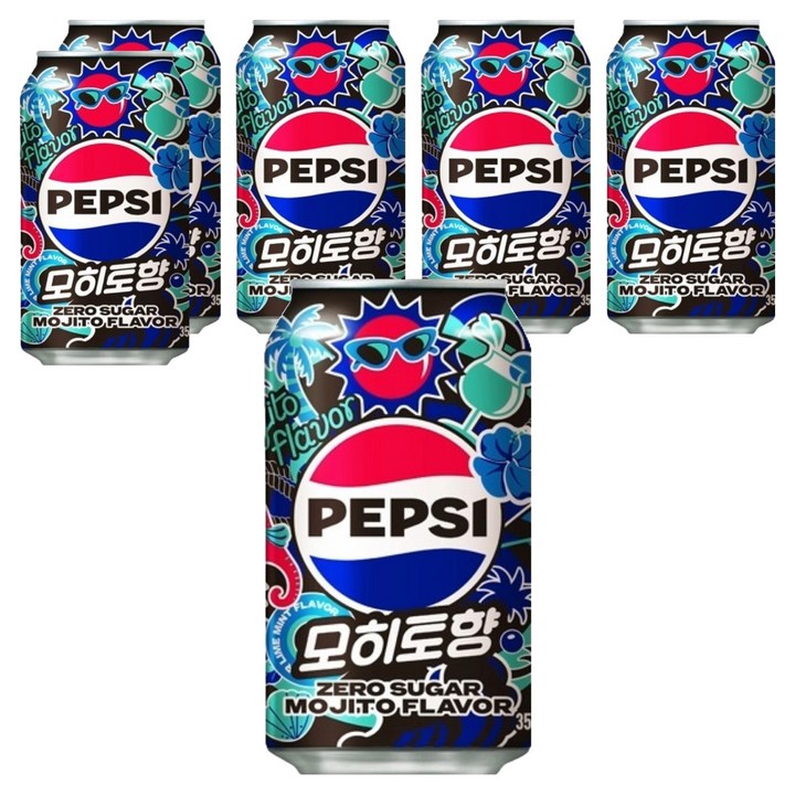 펩시 제로슈거 모히또향, 355ml, 6개