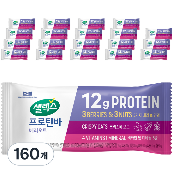 셀렉스 프로틴바 베리오트, 50g, 160개