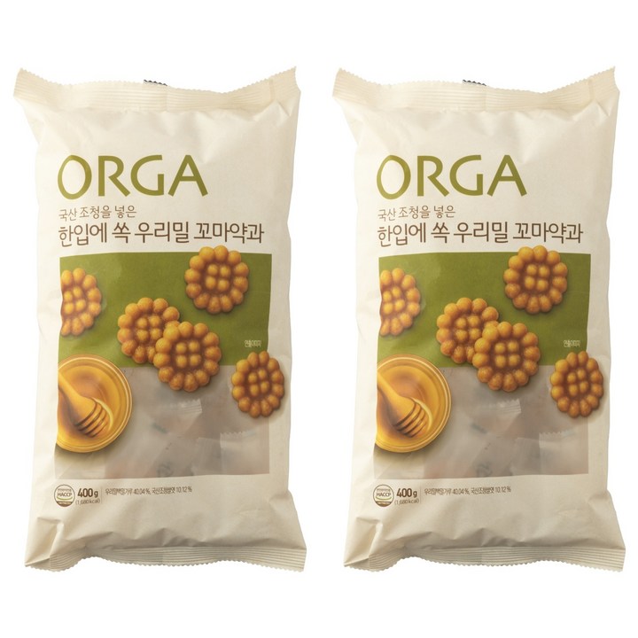 올가홀푸드 한입에 쏙 우리밀 꼬마약과, 400g, 2개