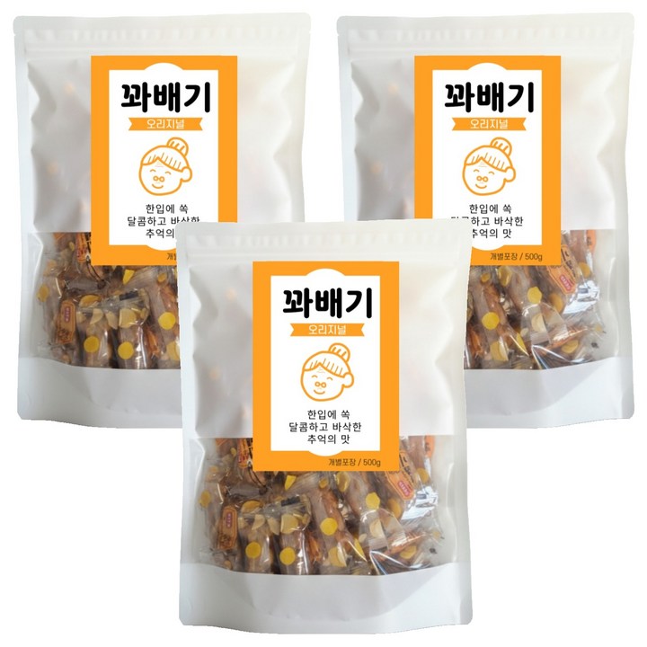 한달콤 미니 꽈배기 오리지널, 500g, 6개