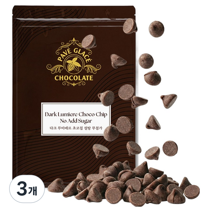 파베글라스 설탕무첨가 다크 루미에르 초코칩, 1kg, 3개