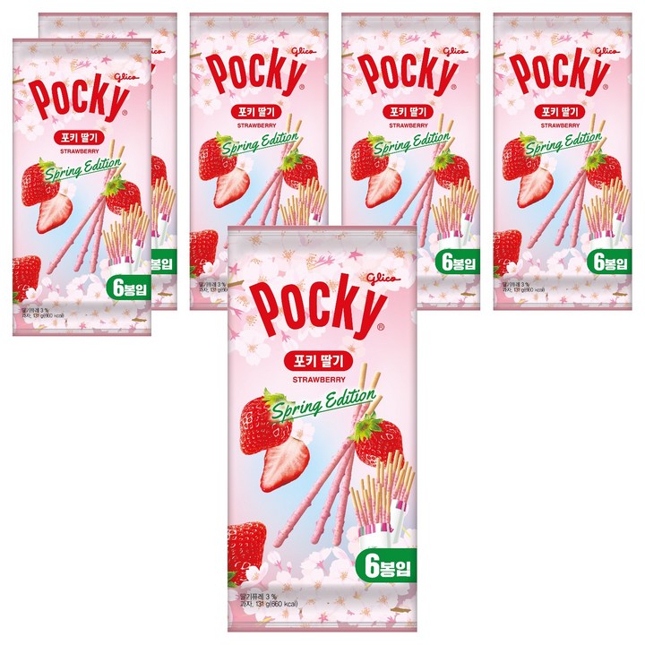 포키 딸기 막대과자 6p, 131g, 6개
