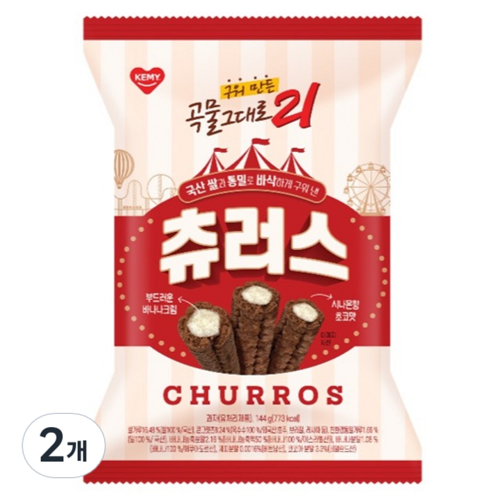 개미 구워 만든 곡물그대로 21 크리스피롤 츄러스, 2개, 144g