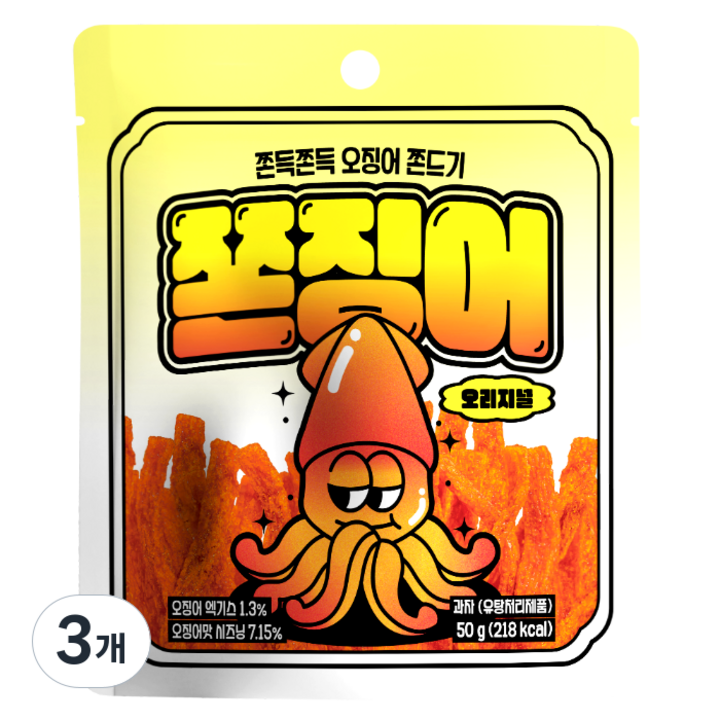쫀슐랭 쫀징어 과자 오리지널, 50g, 3개